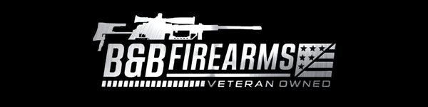 B&B Firearms Logo with a Cheytac M200 intervention Rifle