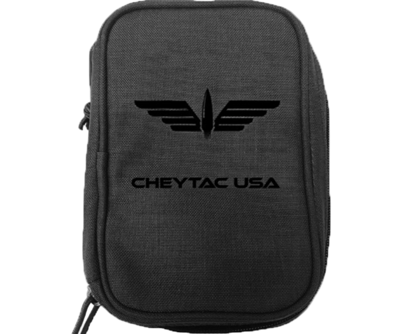 A small, black zippered pouch featuring the B&B Firearms logo printed in the center. The logo consists of a stylized winged design with an arrow pointing upwards above the text "B&B FIREARMS." Perfect for professional shooters, this durable pouch is ideal for storing your CheyTac High End Rifle Cleaning Kit or accessories.