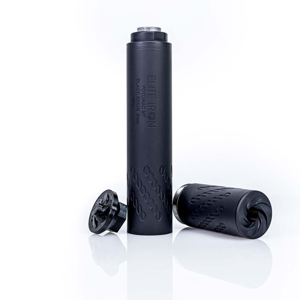 Elite Iron BLACK REIGN® Modular Suppressor – Multi-Caliber for .357 SIG, 9mm, .40 S&W, .45 ACP