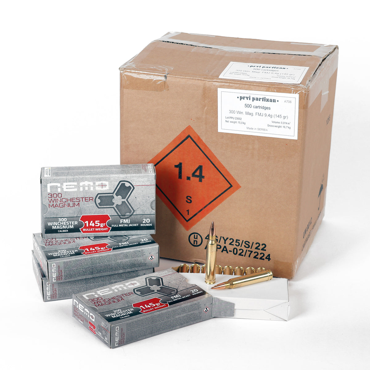 NEMO Arms .300 Win Mag 145gr Ammunition, 500-Round Case